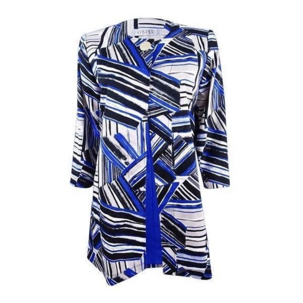 Kasper Women's Flyaway Topper Jacket In Cobalt Multi Sz 12